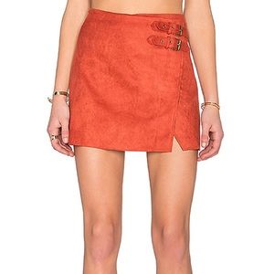 Orange suede skirt
